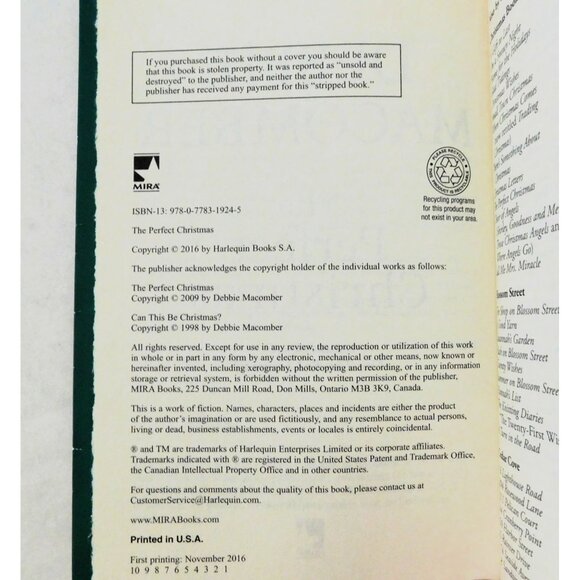 The Perfect Christmas Debbie Macomber Includes Bonus Story Romance Trade PB - Picture 4 of 4